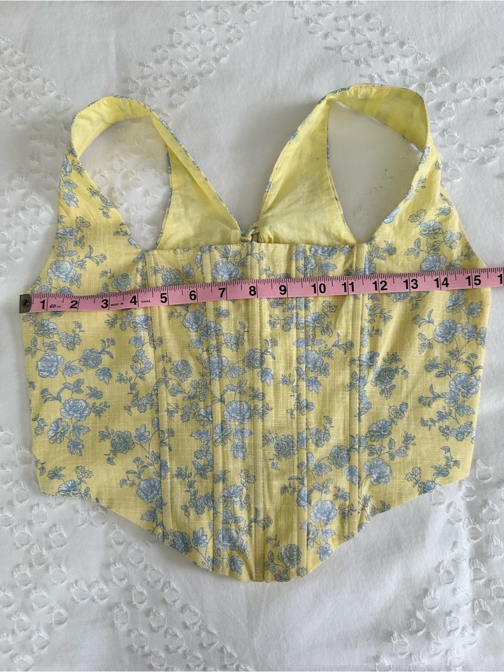 Yellow Floral Square-Neck 2 piece pant set. Top  medium and pants small. - Picture 6 of 16